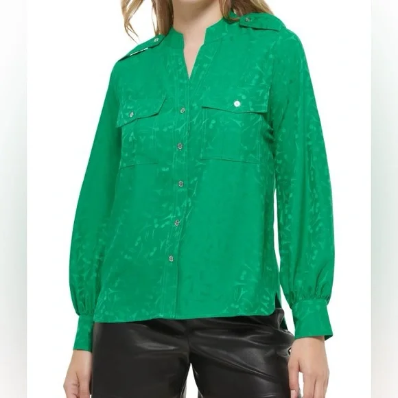 NWT Karl Lagerfeld Jacquard Utility Blouse Size S -J - Picture 1 of 7